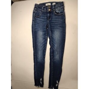 Kan Can Kids Jeans Girls Size‎ 22 Low Rise Ankle Skinny Distressed Frayed Hem